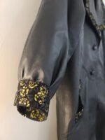 Vintage 80's 100% Leather Trench Coat With Lace Golden Flower Trim - Image 10