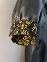 Vintage 80's 100% Leather Trench Coat With Lace Golden Flower Trim - Image 11