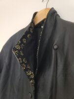 Vintage 80's 100% Leather Trench Coat With Lace Golden Flower Trim - Image 8