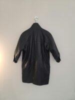 Vintage 80's 100% Leather Trench Coat With Lace Golden Flower Trim - Image 9