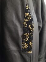 Vintage 80's 100% Leather Trench Coat With Lace Golden Flower Trim - Image 13