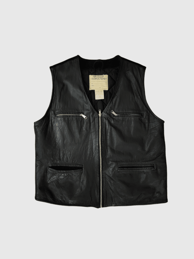 Vintage x 80s UNLIMITED Genuine Leather- Wool Men's Biker Vest - Image 9