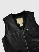 Vintage x 80s UNLIMITED Genuine Leather- Wool Men's Biker Vest - Image 10