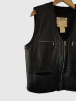 Vintage x 80s UNLIMITED Genuine Leather- Wool Men's Biker Vest - Image 4