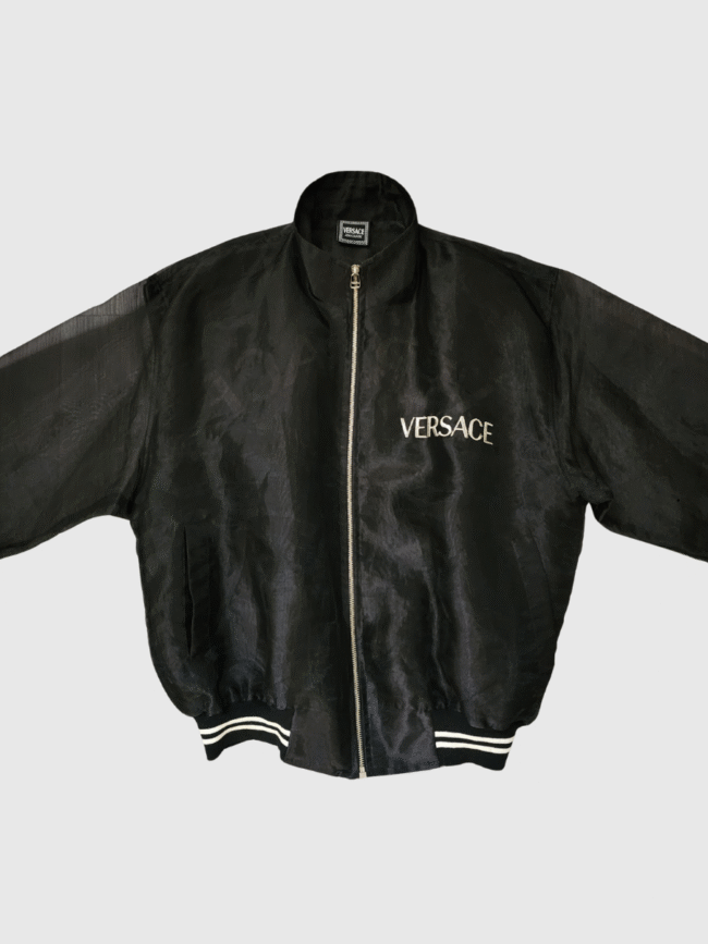 Vintage x 90s Versace Jeans Couture Transparent Bomber Jacket - Image 3