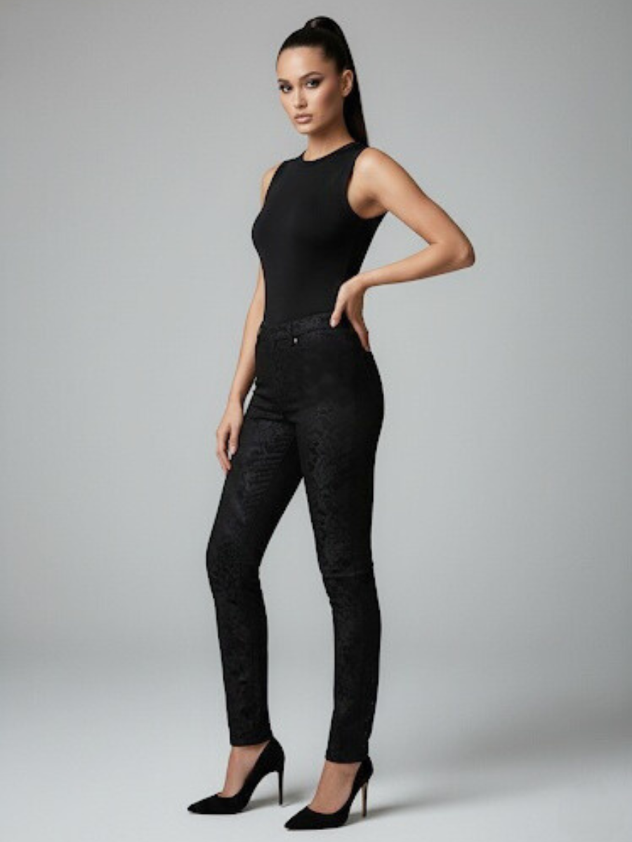 Heirloom-usedvintagestore-versacejeanssignaturelacepant-image00 Vintage x 90s Versace Jeans Signature Floral Lace Pants - Image 1